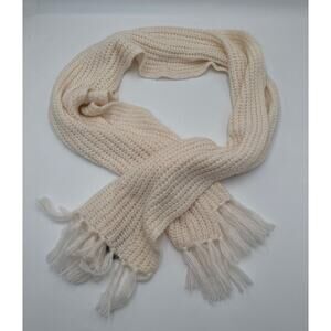 H&M Divided · NWT · Cream Knitted Scarf · Wool Blend Fringe Wrap · Soft Cozy